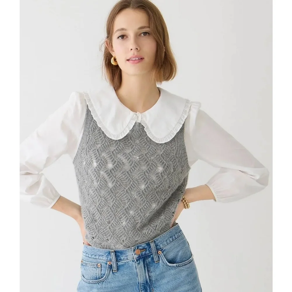 21. J.Crew Cashmere pointelle sweater shell - Picture 2 of 11